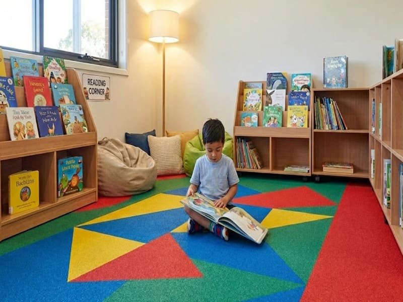 kindergarten kids playing on soft flooring